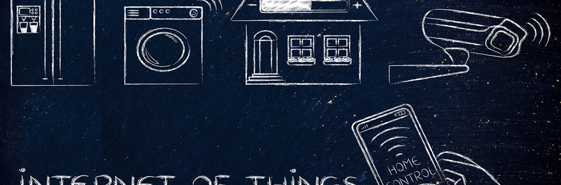 Smart home technology: appliance, temperature settings and security camera remotely controlled by a smartphone